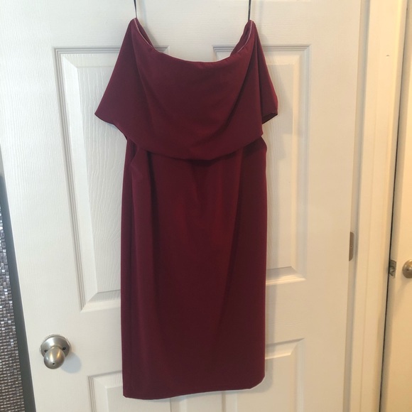 Lulu’s Red Strapless Midi Dress - Picture 3 of 9